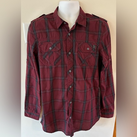 Buffalo By David Britton Men’s Maroon/Gray/Black Button Down Shirt Size Medium - Picture 9 of 9